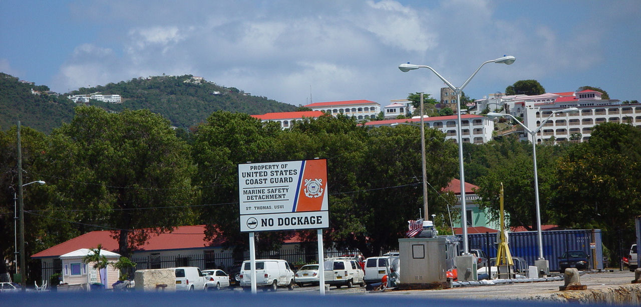 Coast Guard Sign in Charlotte Amalie Bay